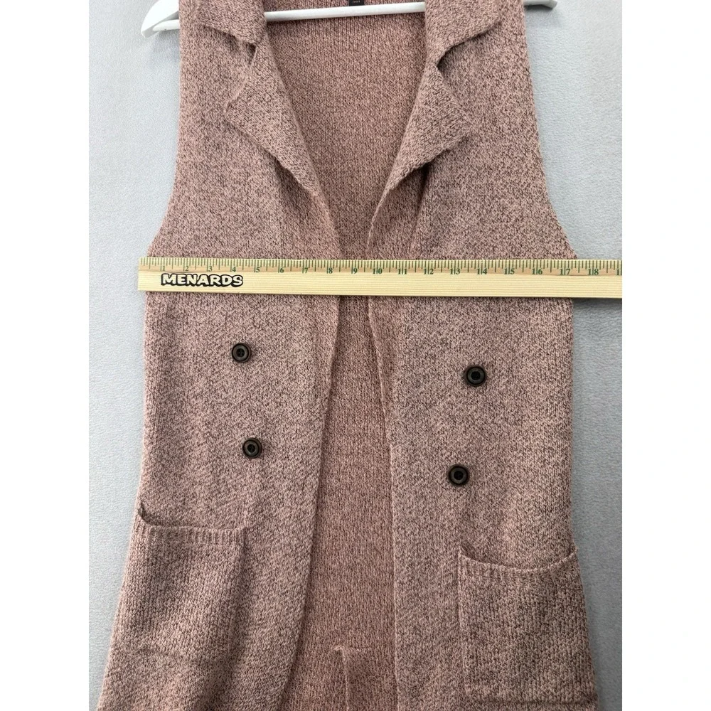 Love Tree Sleeveless Sweater Vest Long Cardigan Blush Coral Notch Collar Pockets